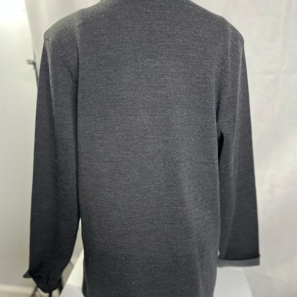 Woolen structured jacket cardigan in two shades of grey. Dark academia - Picture 5 of 8